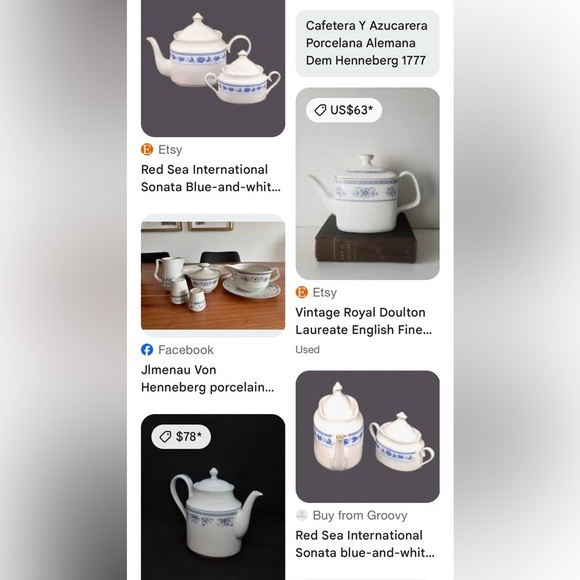 🌸 Vintage (1950-1960’s) White and Blue Floral Tea Set - Picture 2 of 7